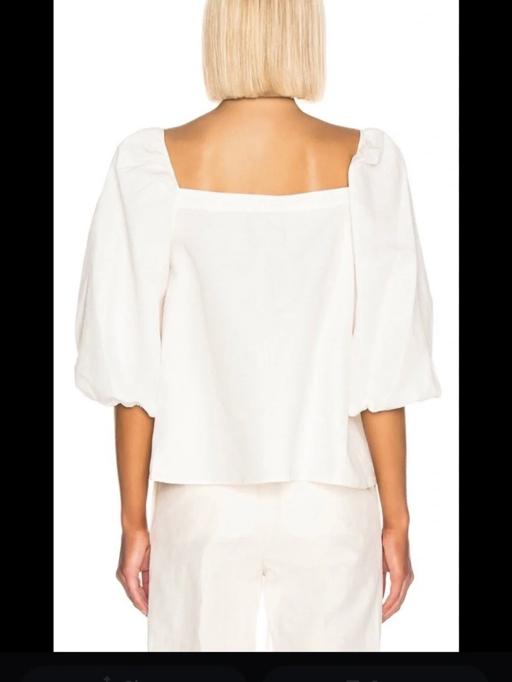 Cult Gaia Cream Puff-Sleeve Tie-Front Blouse